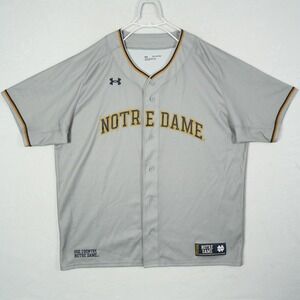 Under Armour Notre Dame Fighting Irish Baseball Jersey Grey Mens 2XL UM8600